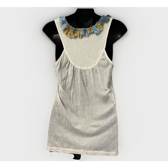 ANTHROPOLOGIE ONE SEPTEMBER Size P WOMEN Top Tank RAG RUFFLE SLEEVELESS KNIT Y2K - Picture 3 of 7